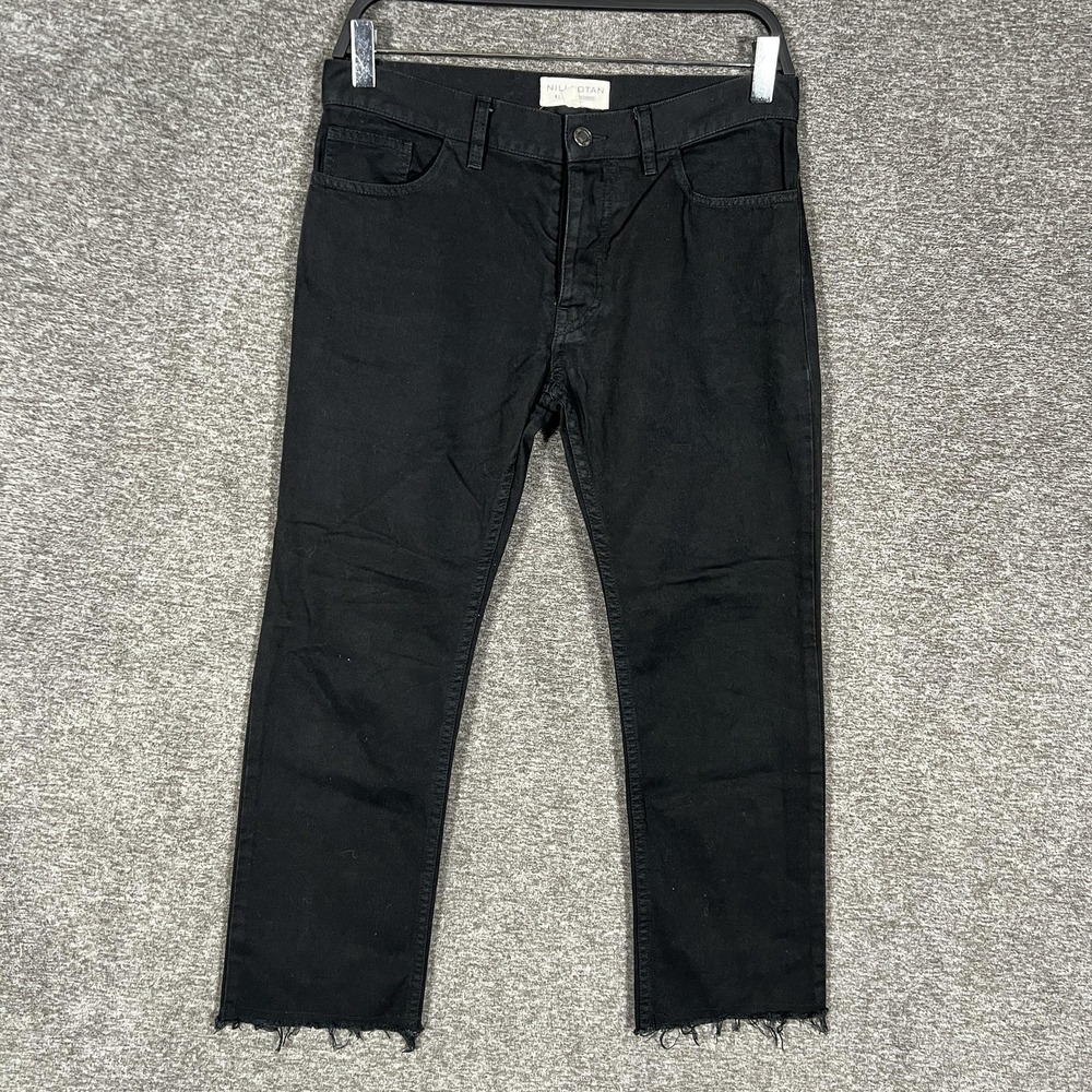 Nili Lotan Jeans Womens Size 0 Black Skinny Crop‎ Raw Hem 100% Cotton Denim USA